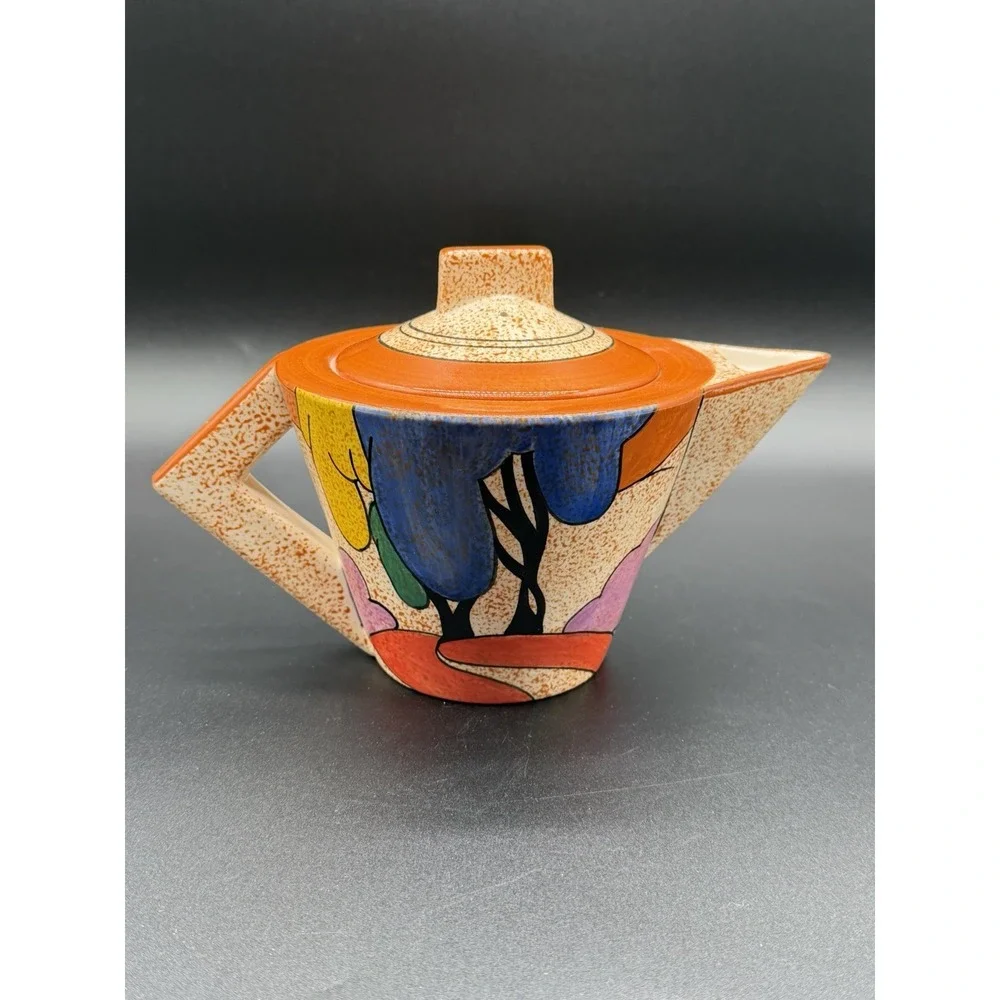 Vintage '93 Art Deco Clarice Cliff MMA 'Bizarre Autumn' Tea Pot Reproduction